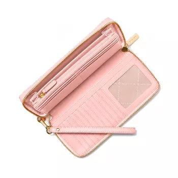 MICHAEL KORS Jet Set Travel Saffiano Leather Flat Multifunction Pouch en Powder Blush (35S6GTVE9LPOW)