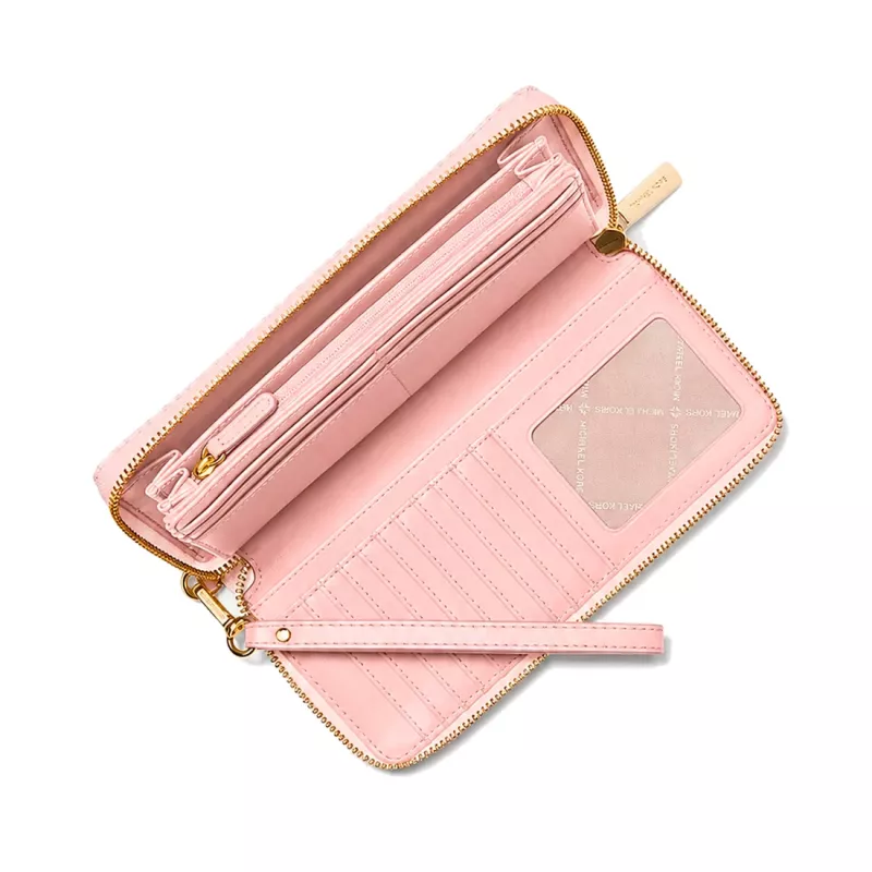 MICHAEL KORS Jet Set Travel Saffiano Leather Flat Multifunction Pouch en Powder Blush (35S6GTVE9LPOW)