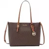 Bolso tote de piel Saffiano Michael Kors Jet Set Travel - Bolso para mujer en Marrón con herrajes dorados (42x28x10 cm)