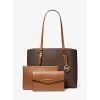 Bolso tote de piel Saffiano Michael Kors Jet Set Travel - Bolso para mujer en Marrón con herrajes dorados (42x28x10 cm)