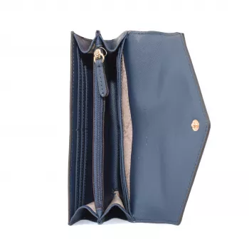 Michael Kors monedero de muñeca Jet Set Travel de piel Saffiano en azul marino con herrajes dorados