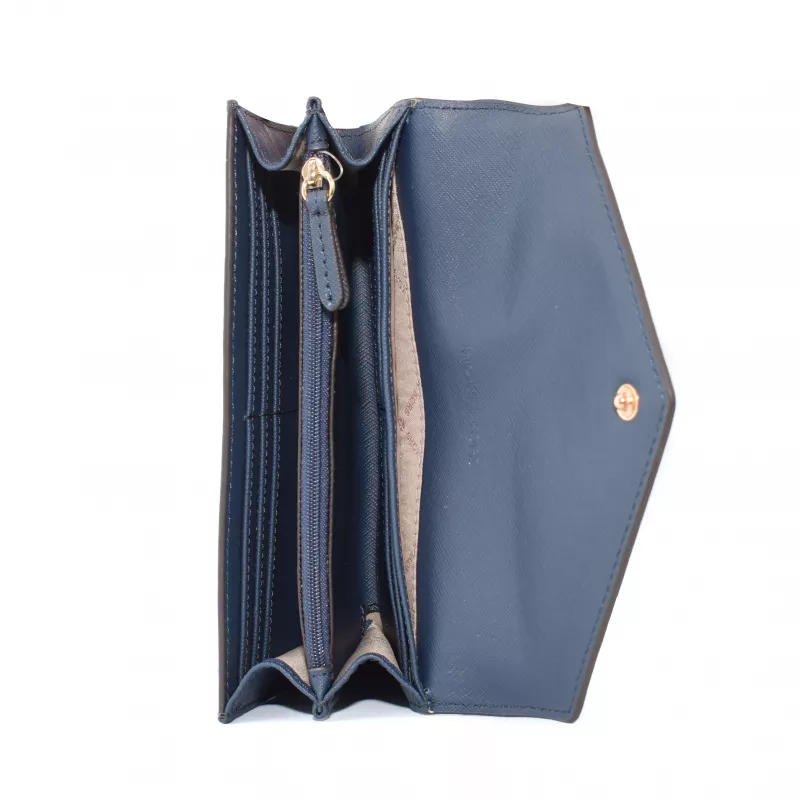 Michael Kors monedero de muñeca Jet Set Travel de piel Saffiano en azul marino con herrajes dorados