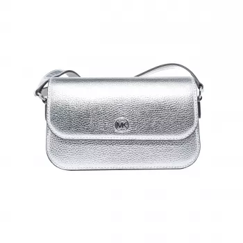Michael Kors Bolso bandolera pequeño Jet Set Travel lona recubierta Signature 21x12x5 cm herrajes en tono plateado