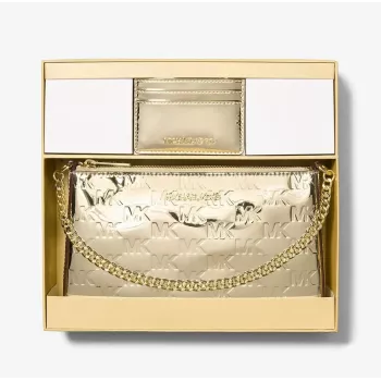 Michael Kors Jet Set Travel set de bolso tote con cartera - Opal Multi Signature Coated Canvas