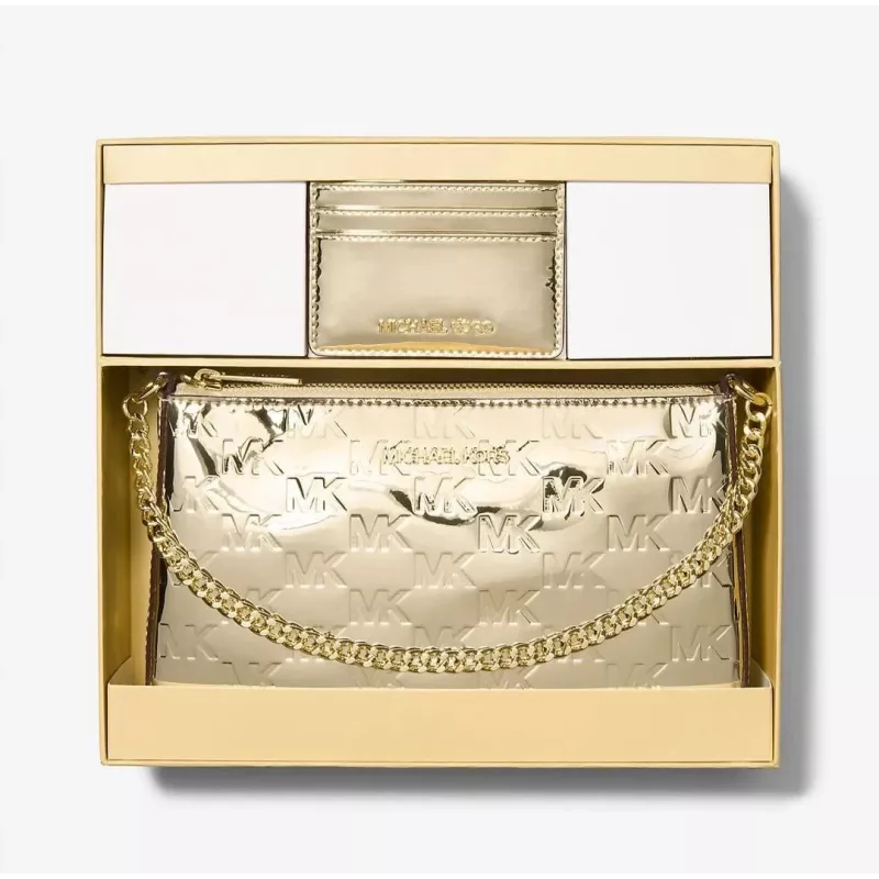 Michael Kors Jet Set Travel set de bolso tote con cartera - Opal Multi Signature Coated Canvas