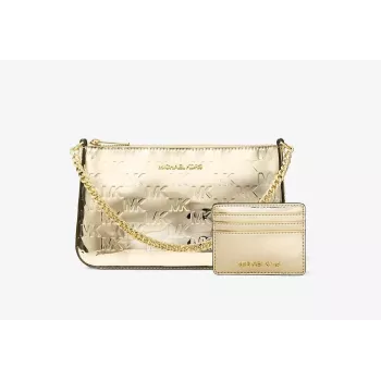 Michael Kors Jet Set Travel set de bolso tote con cartera - Opal Multi Signature Coated Canvas