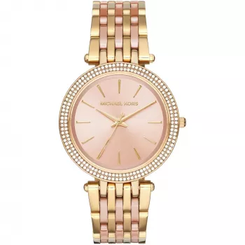 Michael Kors MK3507 Reloj para mujer de acero inoxidable en tono oro rosa con detalles de cristal