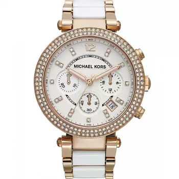 Michael Kors MK5774 Reloj cronógrafo de mujer de acero inoxidable color oro rosa, 39 mm