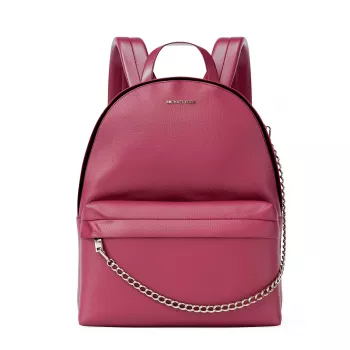 Michael Kors Rhea mochila mediana Dark Berry piel Saffiano herrajes dorados