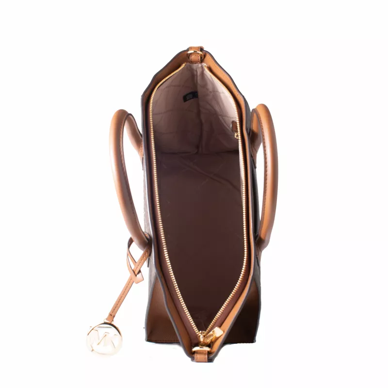 Michael Kors Vivianne Bolso al hombro Brown Multi lona recubierta con estampado de logo Signature