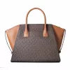 Michael Kors Vivianne Bolso al hombro Brown Multi lona recubierta con estampado de logo Signature