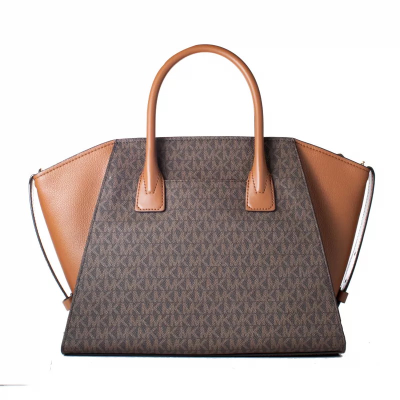 Michael Kors Vivianne Bolso al hombro Brown Multi lona recubierta con estampado de logo Signature