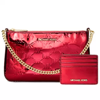 MICHAEL KORS Conjunto de bolsos de mujer 35F5GGZD6OCHE - Bolso bandolera de lona recubierta Signature con pochette a juego (24x15x8 cm)