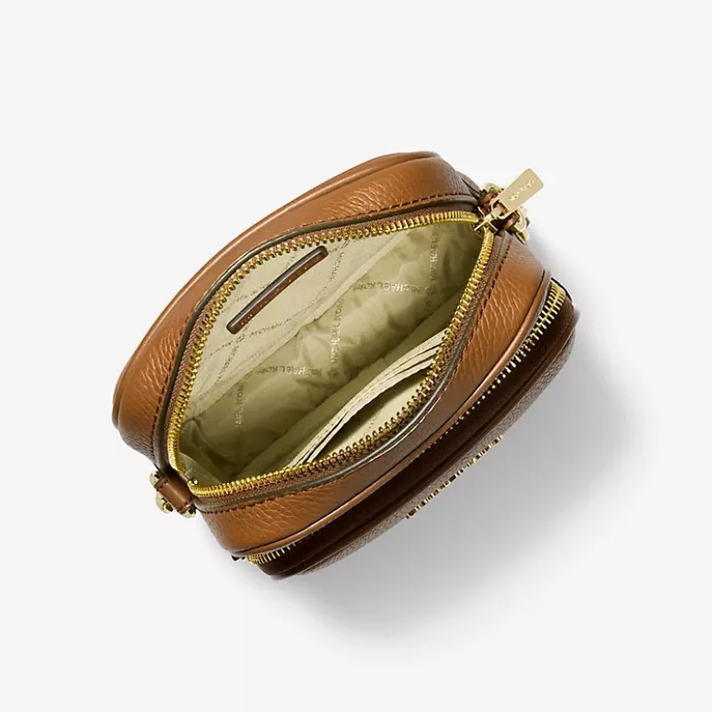 Michael Kors Bolso de hombro para mujer Greenwich Small en piel Saffiano Luggage