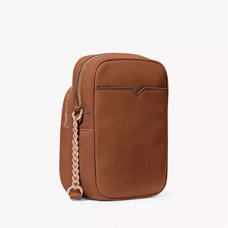 Michael Kors Bolso de hombro para mujer Greenwich Small en piel Saffiano Luggage