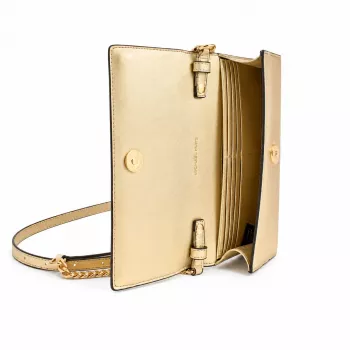 Michael Kors bolso bandolera Jet Set Charm mujer, lona con logo Signature, herrajes tono dorado