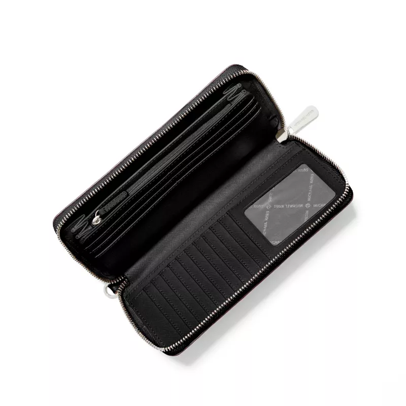 Michael Kors monedero continental Jet Set Travel de mujer en piel Saffiano negro 35F7STVE7LBLK