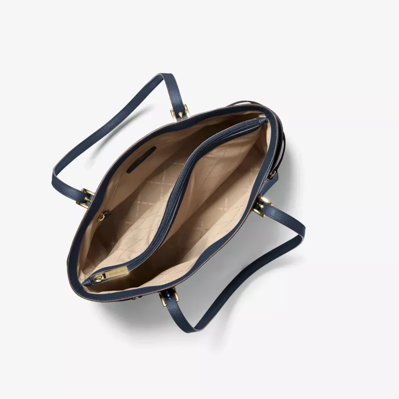 Bolso tote de mujer MICHAEL KORS Jet Set Travel de piel Saffiano azul marino 35S5GV6T7LNAV