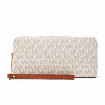 Michael Kors monedero trifold Jet Set Travel de mujer en lona recubierta Signature, herrajes dorados - 35F8GTVT3BVNL