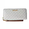 Michael Kors monedero trifold Jet Set Travel de mujer en lona recubierta Signature, herrajes dorados - 35F8GTVT3BVNL