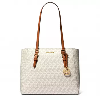Michael Kors Set de Bolsos de Piel Saffiano para Mujer – Tote y Pouch (Vanilla) – Modelo 35F3GCFT9TVAN
