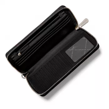 Monedero y funda para móvil con cremallera Michael Kors de piel Saffiano para mujer, negro (Jet Set Travel) - 35S6STVE9LBLA