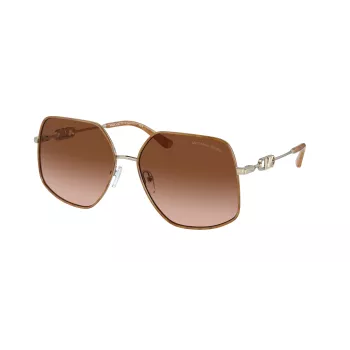 Michael Kors Gafas de sol de mujer MK1127J10143B montura metálica oro rosa lentes marrón degradado 59 mm