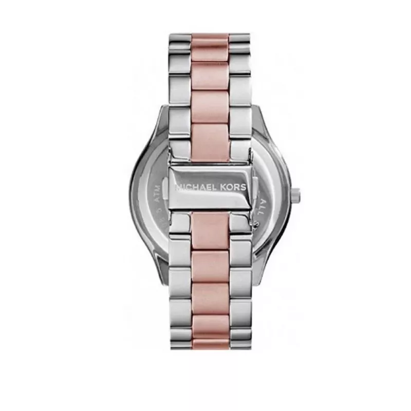 Michael Kors MK3204B Reloj de cuarzo para mujer, 34 mm, esfera plateada/blanca