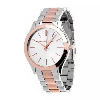 Michael Kors MK3204B Reloj de cuarzo para mujer, 34 mm, esfera plateada/blanca