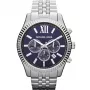 Michael Kors MK8280 Reloj de cuarzo para hombre, 45 mm, esfera plateada/azul oscuro