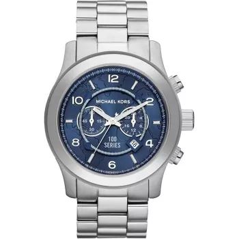 Michael Kors MK8314 Reloj de cuarzo hombre, 45 mm, plata/esfera azul