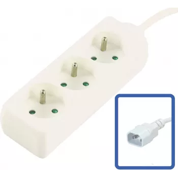 MicroConnect regleta de 3 tomas francesas Type E con interruptor, protección contra sobrecargas y seguridad infantil, cable de 1,5m, blanco (MC-PS030150FRUPSW)
