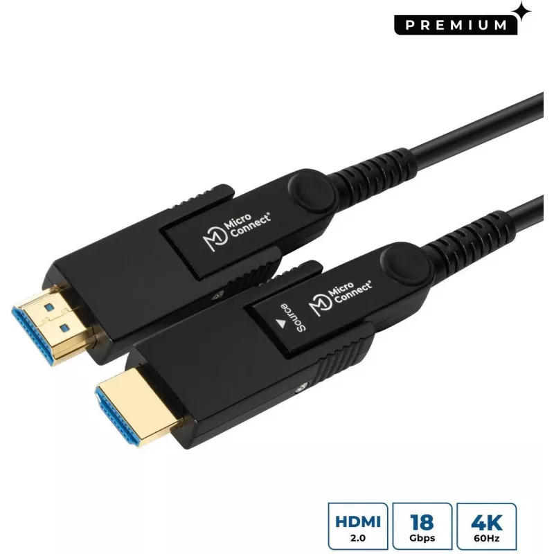 MicroConnect Premium Optic Fiber HDMI Type A Active Optical Cable, 4K, 10m, negro