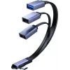 MicroConnect cable divisor USB-C acodado, 3x USB-A 3.0, 0,15 m, negro