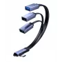 MicroConnect cable divisor USB-C acodado, 3x USB-A 3.0, 0,15 m, negro