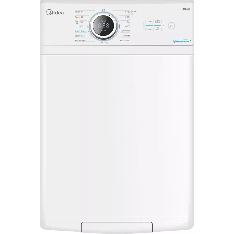 Midea MF100T70BA10/W-HR Lavadora de carga superior, 7 kg, 1200 rpm, función vapor, blanca