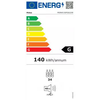 Midea Vinoteca MDRW150FGG22W de libre instalación 34 botellas negro
