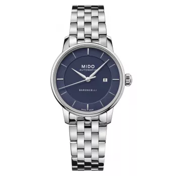 MIDO Baroncelli III Reloj automático de mujer 30mm Esfera azul Acero inoxidable M037207110410
