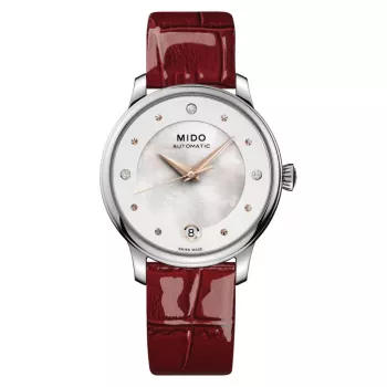 MIDO Baroncelli III reloj automático para mujer 33mm esfera nácar blanca correa de piel M039207161060
