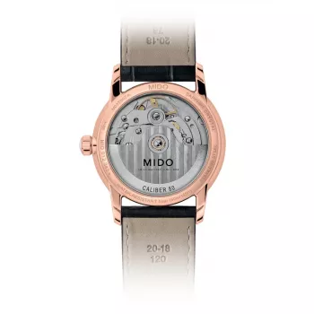 MIDO Baroncelli Signature Lady Automatic Watch 33mm oro rosa PVD acero inoxidable piel marrón