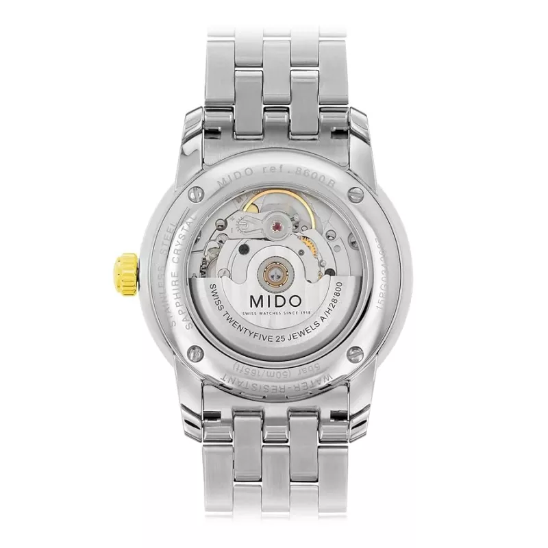MIDO reloj hombre M86009261 Baroncelli III 38mm automático esfera plateada piel negra