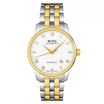 MIDO reloj hombre M86009261 Baroncelli III 38mm automático esfera plateada piel negra