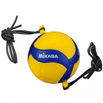 Balón de voleibol de entrenamiento Mikasa V300W-AT-TR con bandas elásticas, talla 5, Amarillo/Azul
