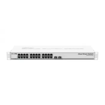 MikroTik CSS326-24G-2S+RM switch gestionado capa 2, 24x Gigabit Ethernet, 2x 10G SFP+, entrada PoE, montaje en rack 1U, blanco