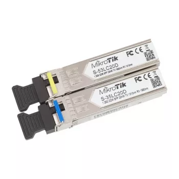 MikroTik S-35LC20D Módulo SFP BiDi, 1,25G monomodo LC simplex, 20km, 1310nm/1550nm, DDM