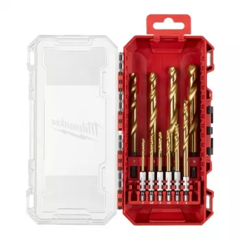 Milwaukee Juego de brocas para metal HSS-G TiN, 10 piezas, 3-10 mm, vástago hexagonal de 1/4 pulgadas, afilado en cruz, 135°