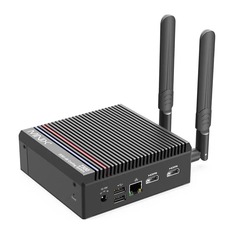 MINIX Z300-0dB mini PC barebone, Intel Core 3 N300, 8C/8T, DDR4 3200, Wi-Fi 6, BT 5.2, 2,5GbE, 2x HDMI 2.1, sin ventilador