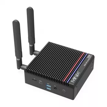 MINIX Z300-0dB Barebone Mini PC Intel Processor N300 8C/8T hasta 3.8GHz DDR5 1x SODIMM M.2 PCIe Gen4 Wi-Fi 6E BT5.2 2x 2.5GbE HDMI 2.1 DP 1.4 USB-C 90W VESA negro