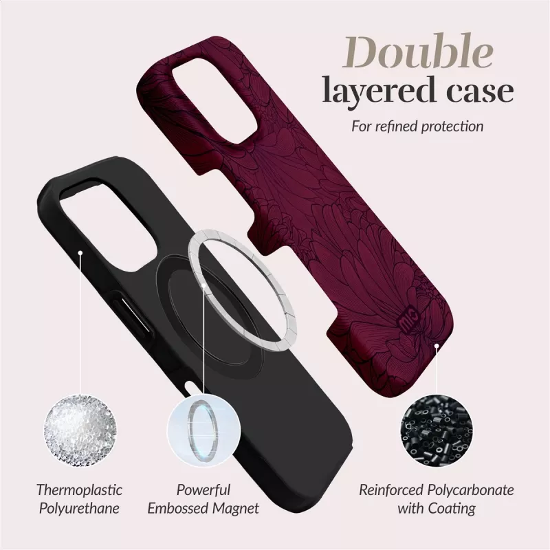 MIO Berry Blooms funda MagSafe compatible con iPhone 16 Plus