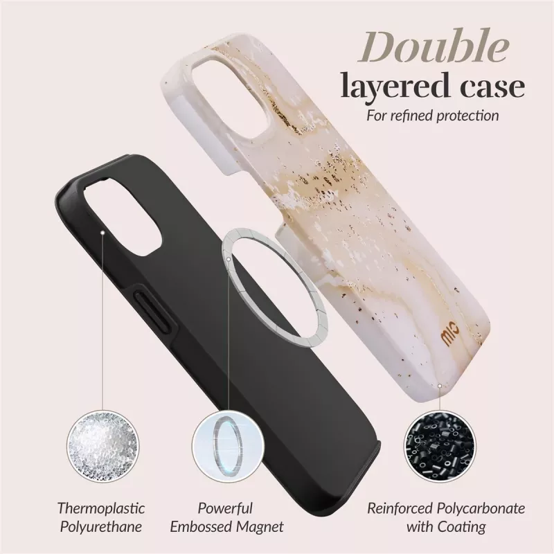 MIO Gold Marble Funda compatible con MagSafe para iPhone 13/14/15